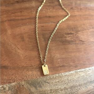 Gold Initial “ R “ Pendant Necklace